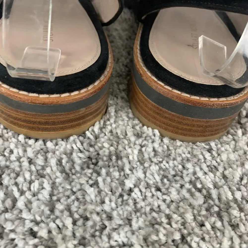 Stuart Weitzman Sandals Womens Size 8.5 Black Suede Topical Strappy Slingback - Picture 6 of 8